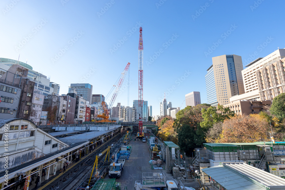 工事中の御茶ノ水駅の風景 2017年12月
