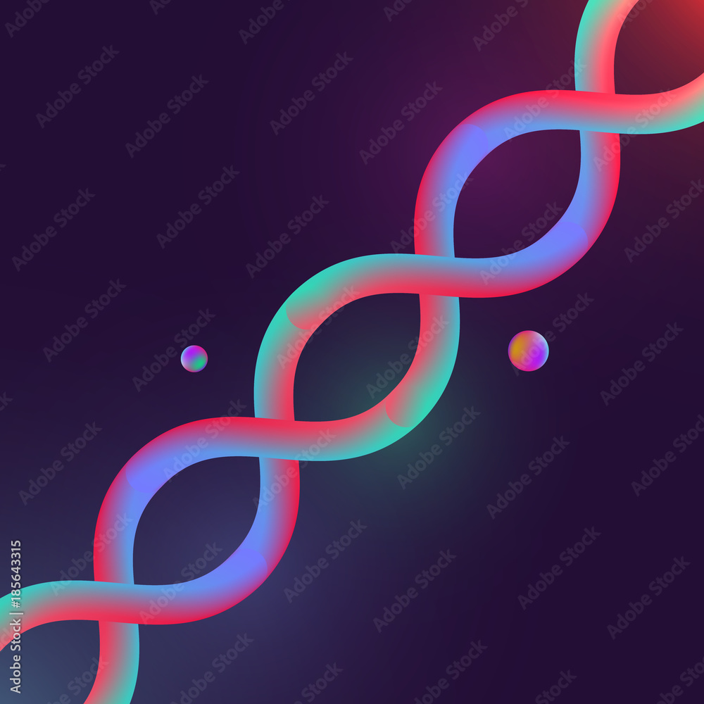 Abstract realistic 3d colorful dna strand shape. Modern vector  illustration. Minimal futuristic template for branding banner, cover,  poster, advertising. Stock Vector | Adobe Stock