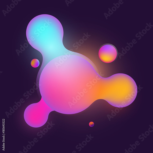 Abstract realistic 3d colorful atom or molecule shape. Modern vector illustration. Minimal futuristic template for branding banner, cover, poster, advertising. photo