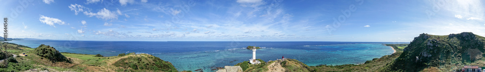 石垣島・平久保崎灯台のパノラマ風景