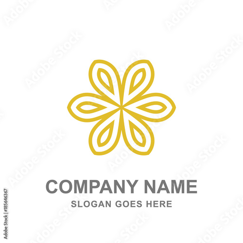 Beauty Spa Hotel Gold Flower Ornament Logo Vector Icon 