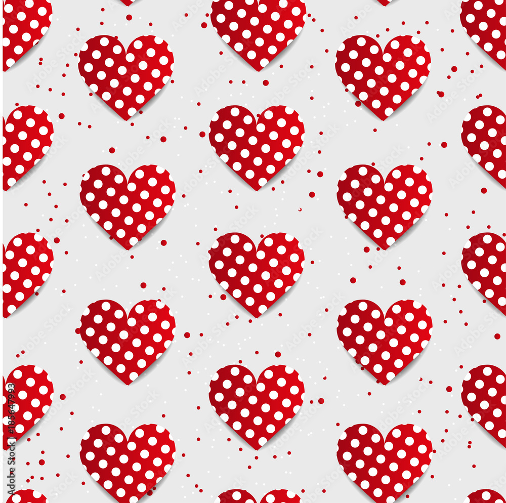 Hearts Love Holiday Print with Polka Dots Hearts Love Holiday Print with Polka Dots