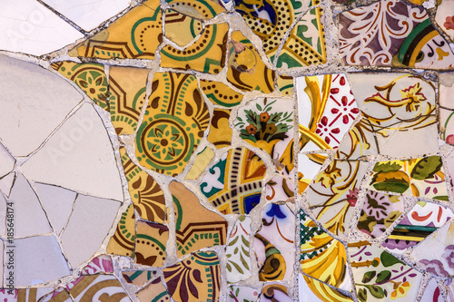 ceramic tile texture, mosaic decoration, Barcelona, Spain.