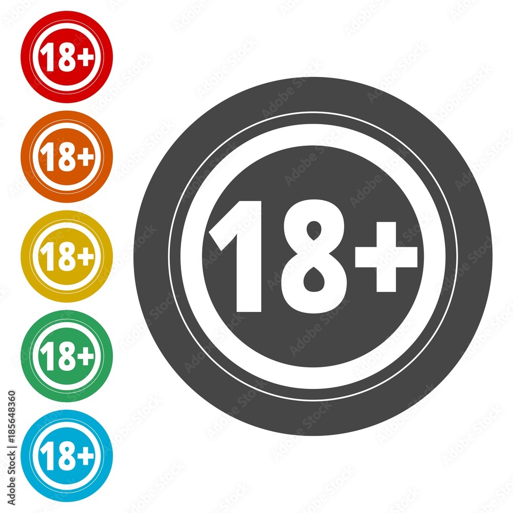 18+ age restriction sign, Vector eighteen icon 18+ age restriction sign, Vector eighteen icon