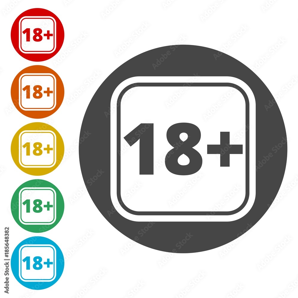 18+ age restriction sign, Vector eighteen icon 18+ age restriction sign, Vector eighteen icon