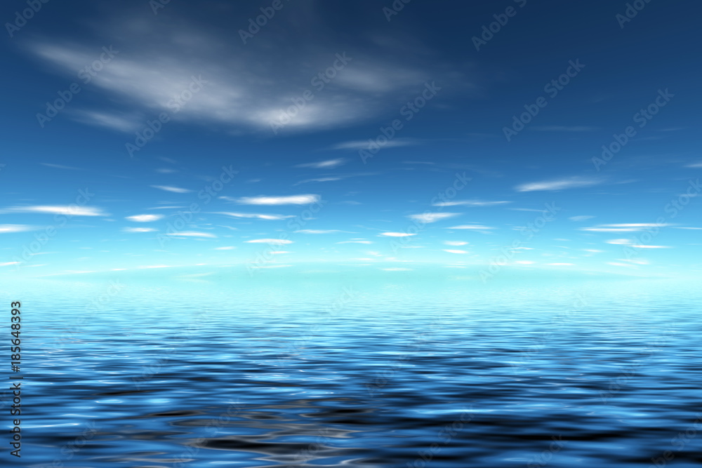 The sea and the sky. 3D rendering