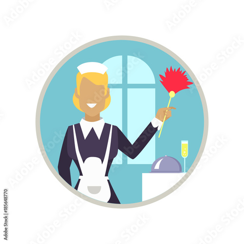 Woman Housekeeper Icon Vector Illustration