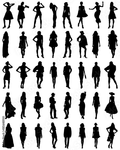 Silhouettes of fashion on a white background