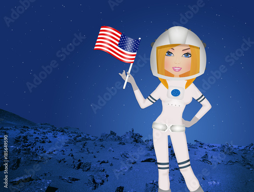 Fototapeta Naklejka Na Ścianę i Meble -  Astronaut girl to Mars