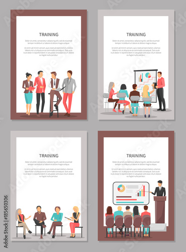 Training Business Vector Posters Set of Coworkers