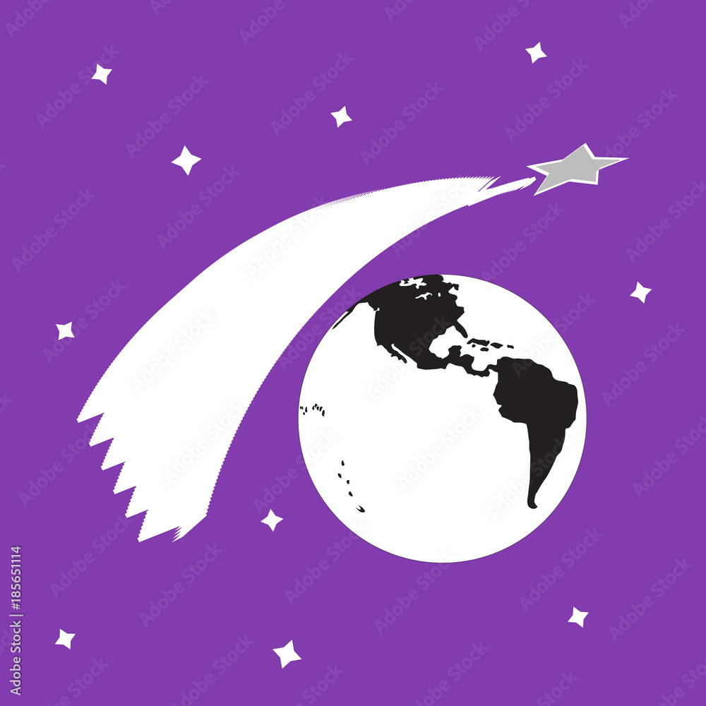 Vector image of a comet near the Earth