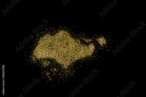 Photography Singapore shaped from golden glitter on black (series)
