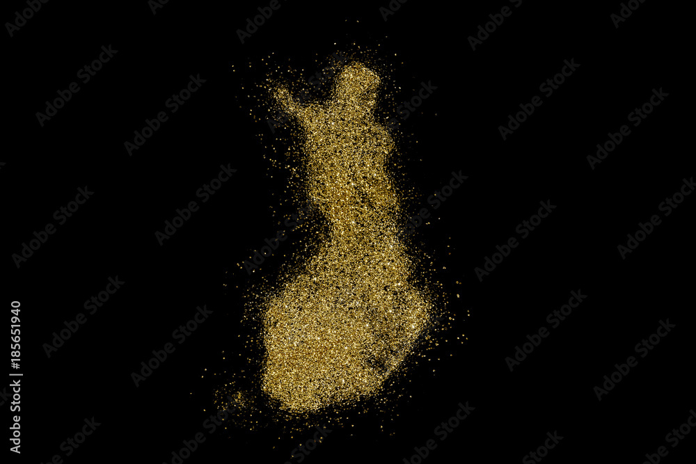 Finland shaped from golden glitter on black (series)
