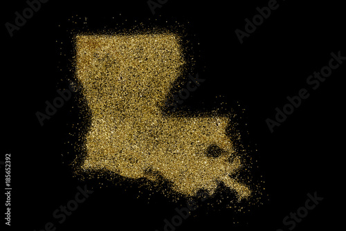 Louisiana shaped from golden glitter on black (series) photo