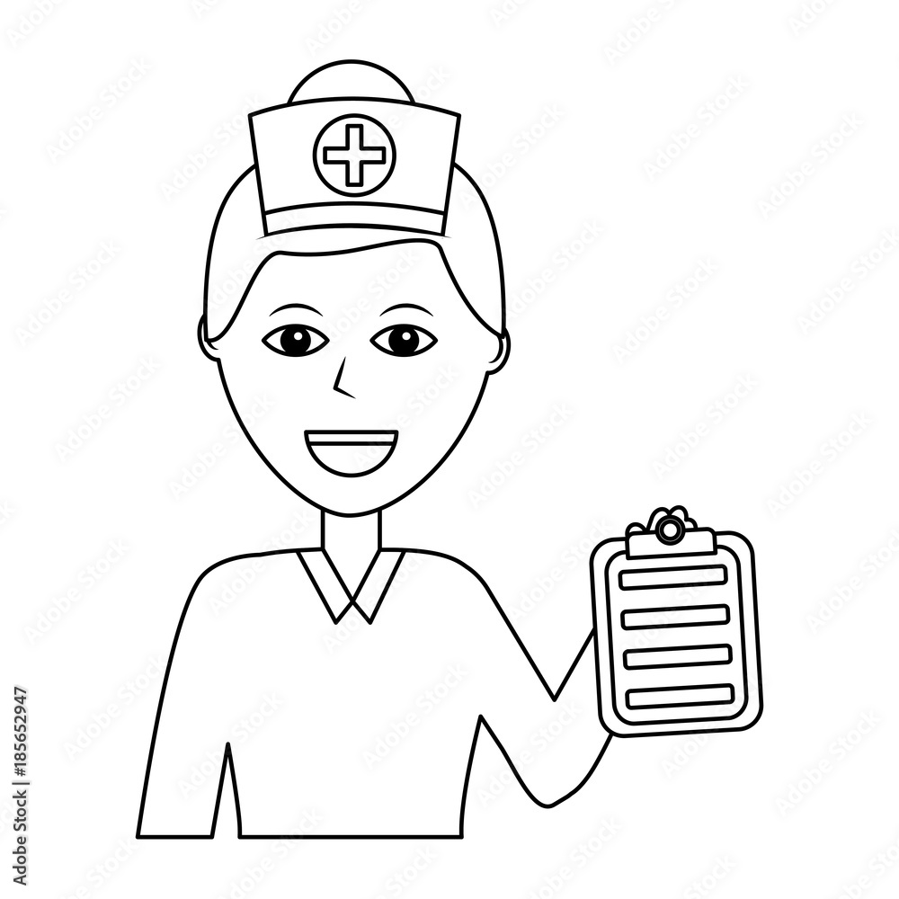 portrait female doctor medical healthcare character vector illustration outline design