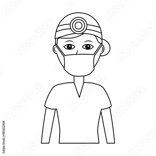 professional surgeon medical uniform clothes vector illustration outline design