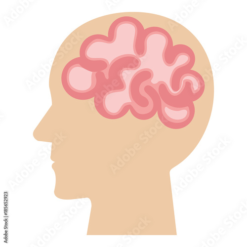 brain storming with human profile vector illustration design