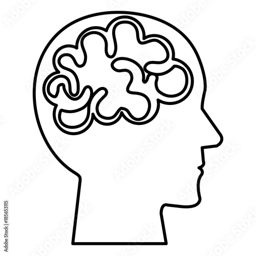 brain storming with human profile vector illustration design
