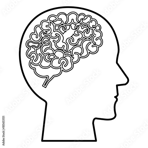 brain storming with human profile vector illustration design