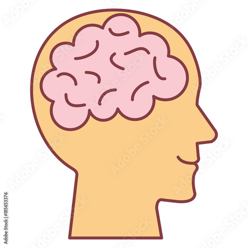 brain storming with human profile vector illustration design