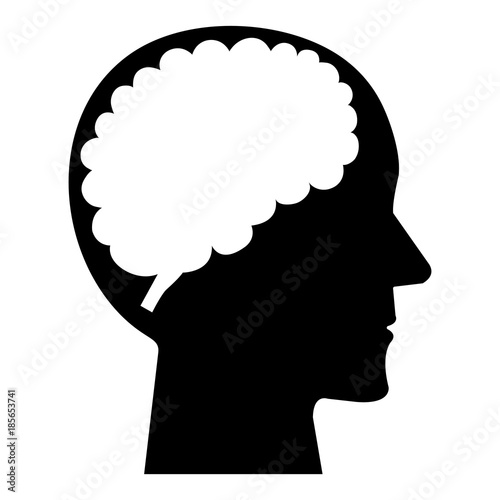 brain storming with human profile vector illustration design