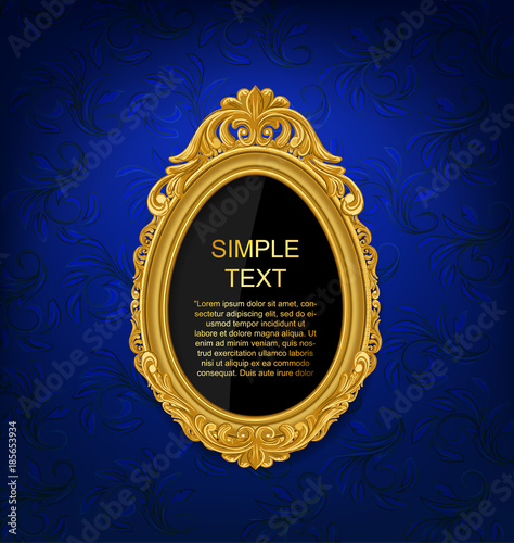 Gold vintage picture frame on wall