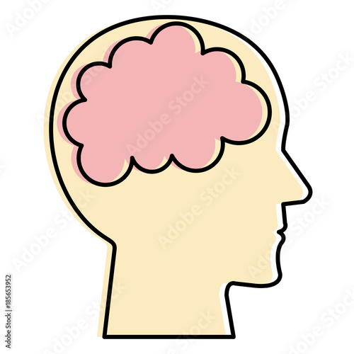 brain storming with human profile vector illustration design