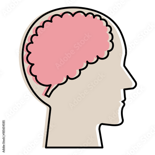 brain storming with human profile vector illustration design