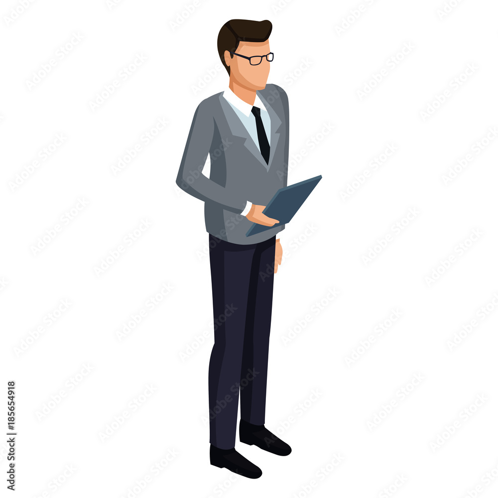 Businessman with document board icon vector illustration graphic design