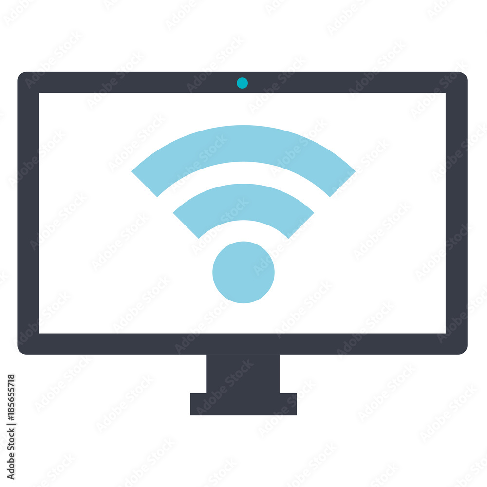 computer display with wifi signal vector illustration design computer display with wifi signal vector illustration design