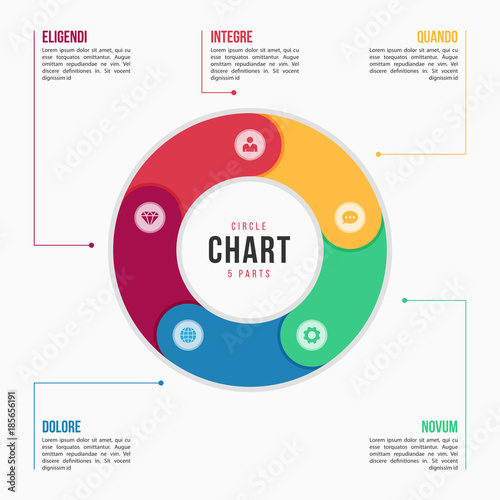 Circle chart infographic template with 6 parts, processes, steps
