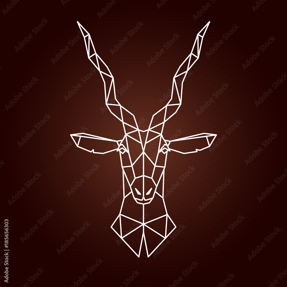 Antelope in geometric style. Vector illustration of animal for use as a print on t-shirt and poster. Horn antelope.