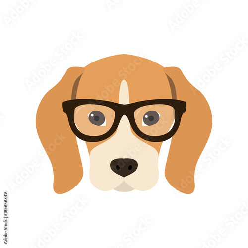 Beagle in glasses. Cute dog vector illustration.