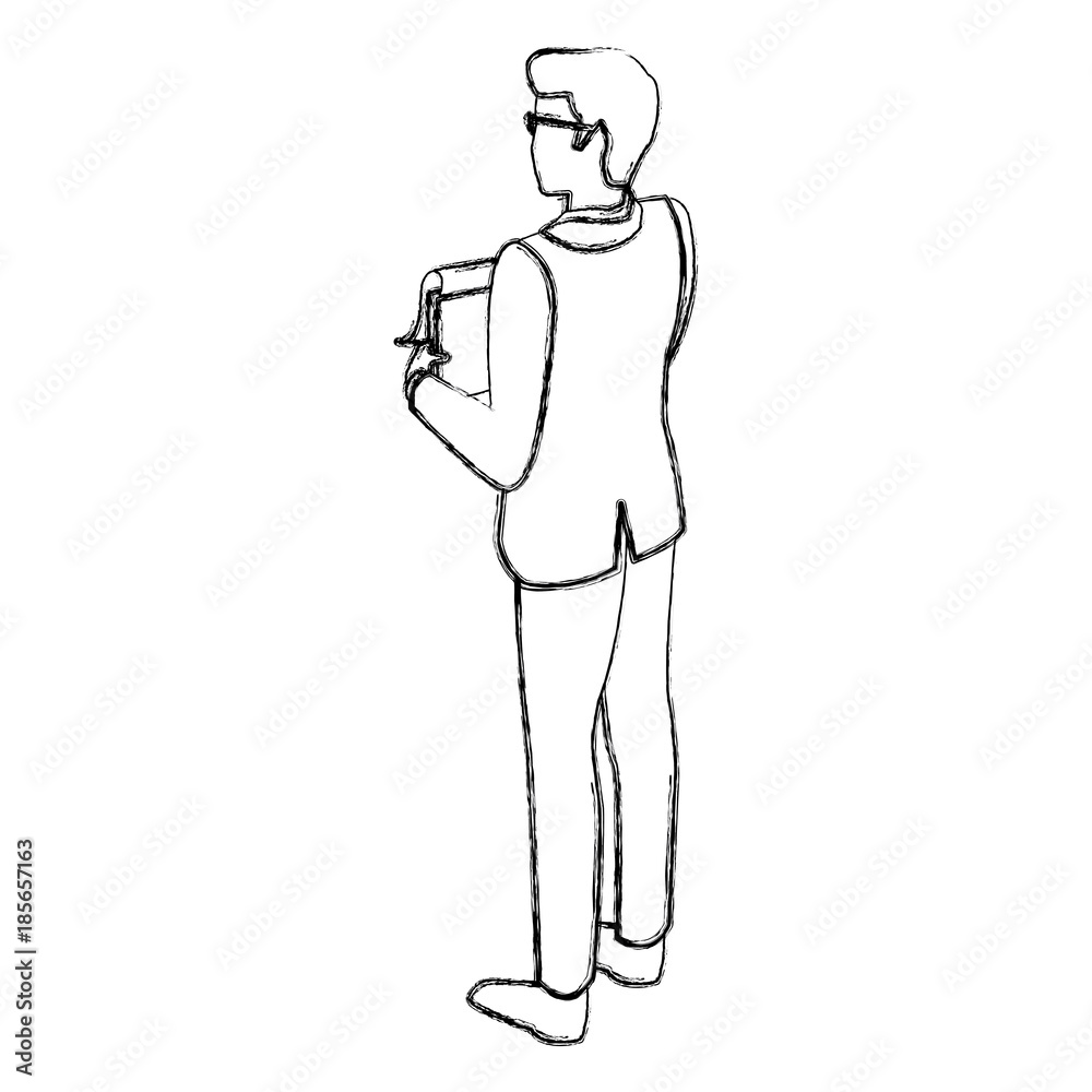 Businessman back view icon vector illustration graphic design Businessman back view icon vector illustration graphic design