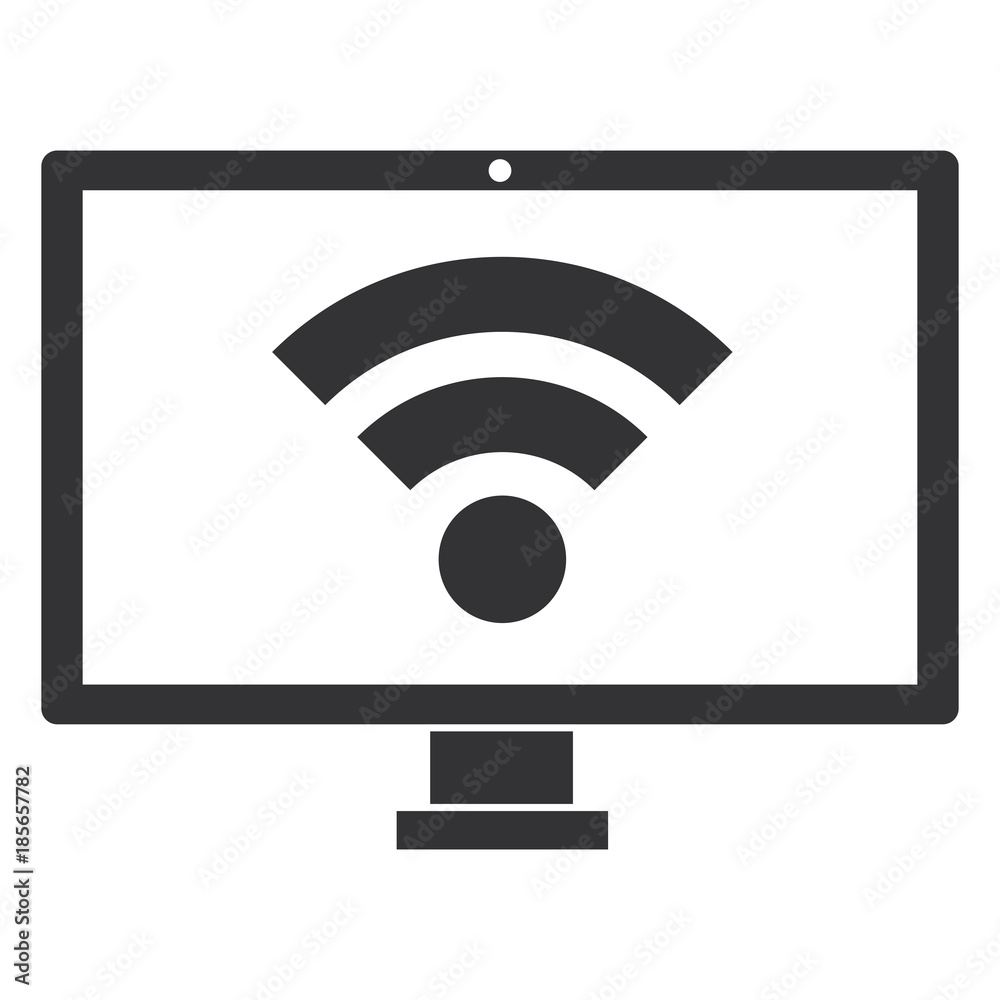 computer display with wifi signal vector illustration design computer display with wifi signal vector illustration design