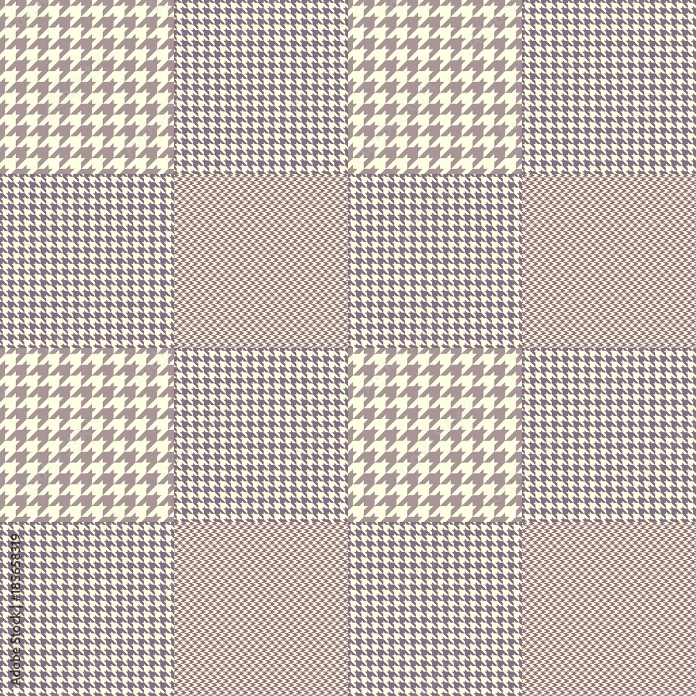 Prince of Wales check pattern in dusty purple and cream. Seamless glen plaid vector print. Prince of Wales check pattern in dusty purple and cream. Seamless glen plaid vector print.