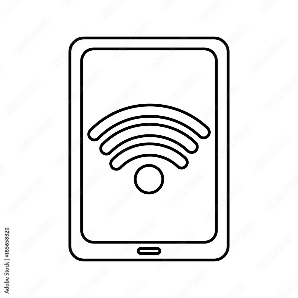 tablet computer wifi internet connection signal vector illustration outline image tablet computer wifi internet connection signal vector illustration outline image