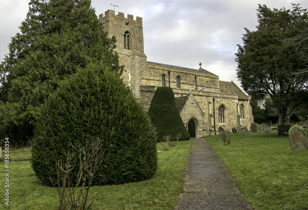 Ancient Medieval British Church of Great Paxton in Cambridgeshire, England