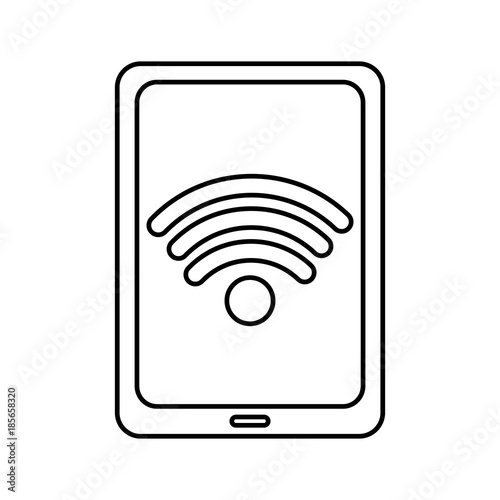 tablet computer wifi internet connection signal vector illustration outline image