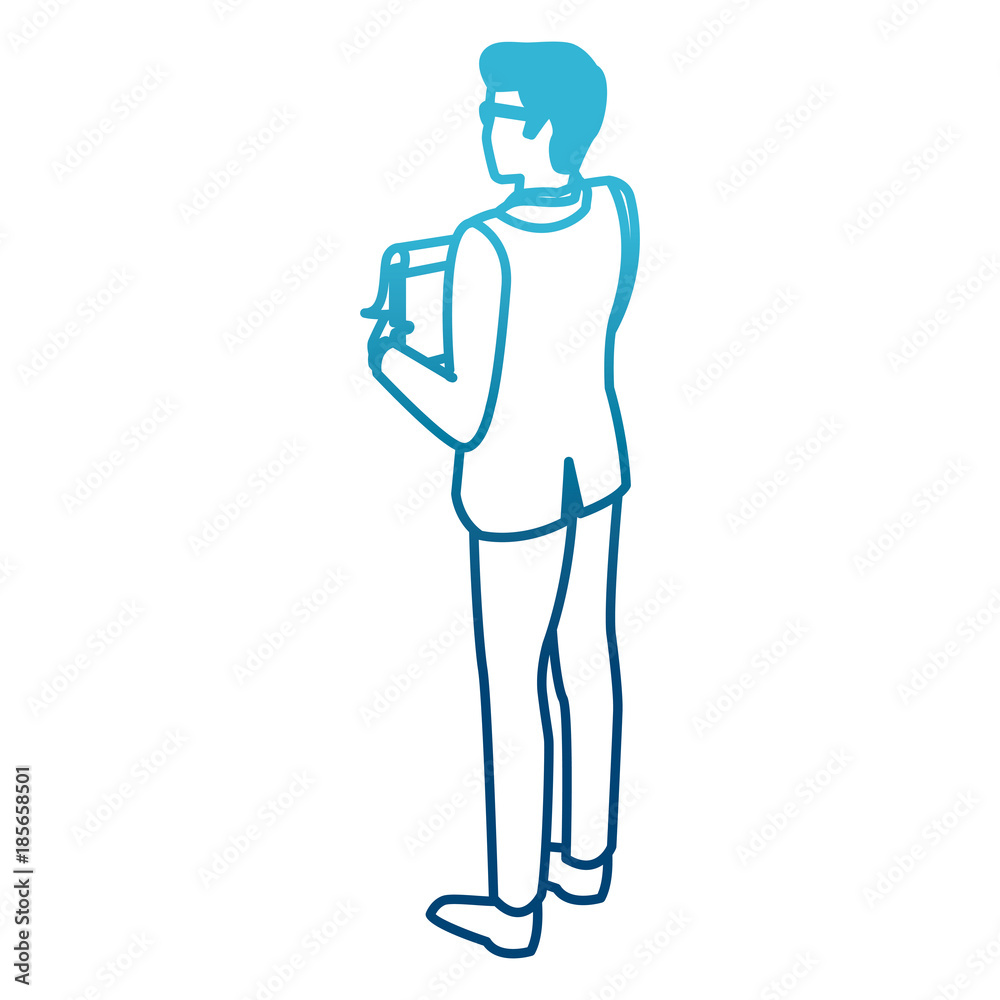 Fototapeta premium Businessman back view icon vector illustration graphic design