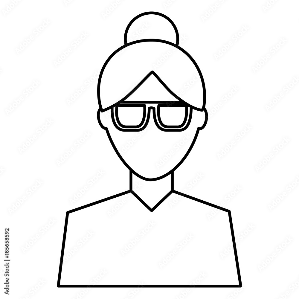 female avatar portrait character woman vector illustration outline image