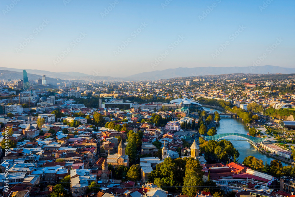 Naklejka premium View over Tbilisi skyline, Georgia