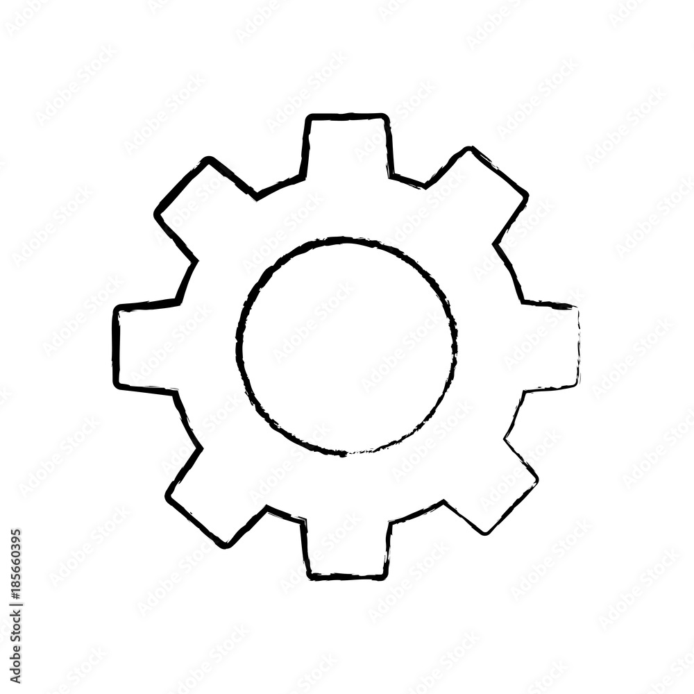 single gear icon image vector illustration design  black sketch line