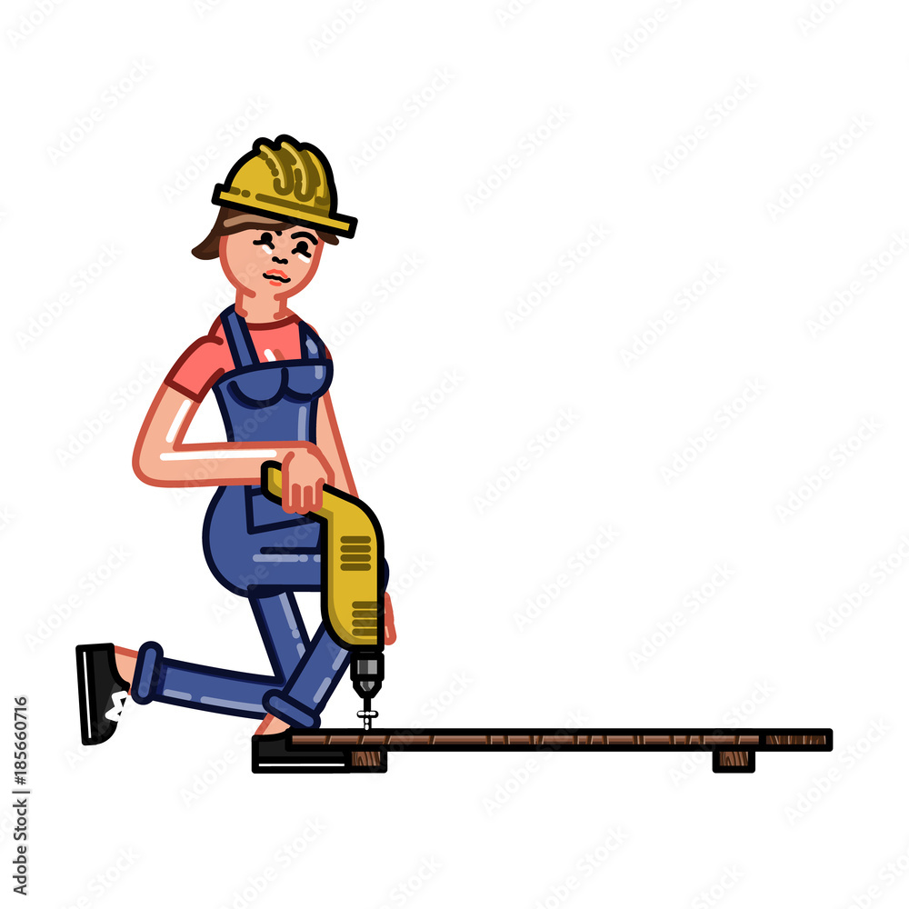 Builder works with a drill Builder works with a drill