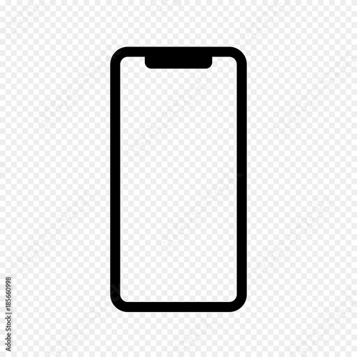 Vector Outline Icon of Phone X Isolated on Transparent Light Background. Mobile, Smartphone, Phone. Front View. Vector Illustration.