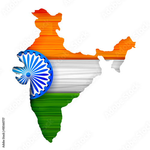 Tricolor Indian Flag map background for Republic  and Independence Day of India