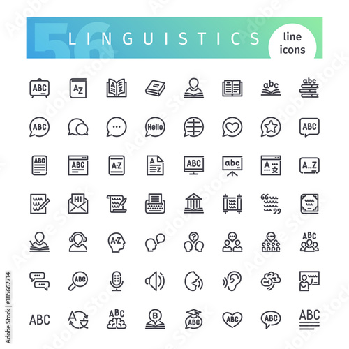 Linguistics Line Icons Set