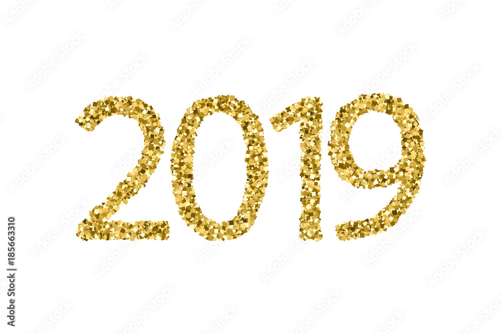 Gold shiny textured numbers 2019 New Year isolated on a white background. Gold shiny textured numbers 2019 New Year isolated on a white background.