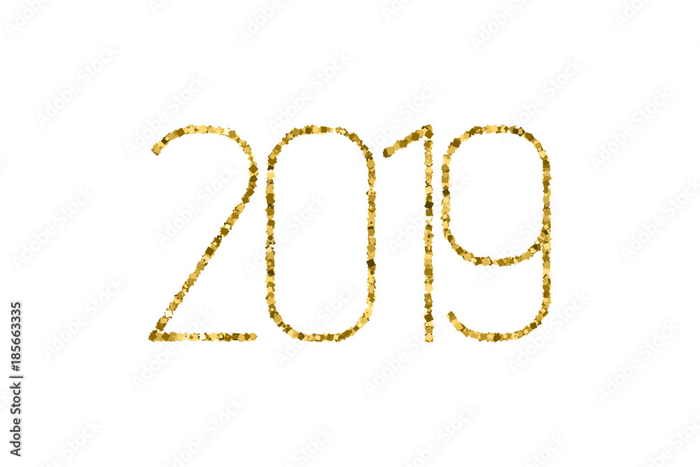 Gold shiny textured numbers 2019 New Year isolated on a white background. Gold shiny textured numbers 2019 New Year isolated on a white background.