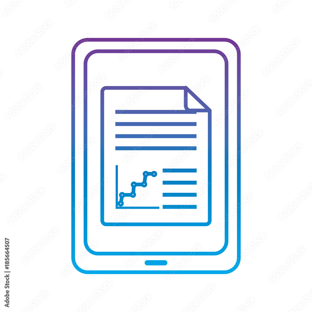 tablet with graph chart on screen gadget device icon image vector illustration design purple to blue ombre line tablet with graph chart on screen gadget device icon image vector illustration design purple to blue ombre line